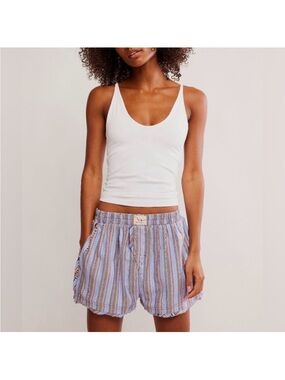 FREE PEOPLE We The Free Day To Day Flannel Boxers / Blue Combo